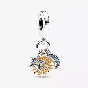 (imagen para) Pandora Charm Colgante Triple Celestial en Dos Tonos - 762676C01