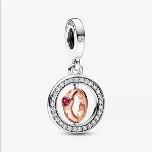 (imagen para) Pandora Love giratorio en plata de ley y con baño de oro rosa de 14 quilates - 782600C01