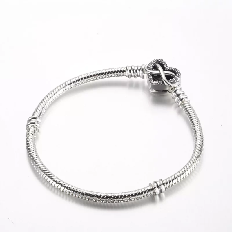 (imagen para) Pandora Moments Pulsera de cadena de serpiente con cierre de corazón infinito br - Ver 2