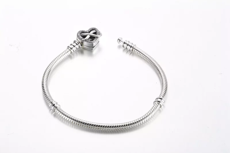 (imagen para) Pandora Moments Pulsera de cadena de serpiente con cierre de corazón infinito br - Ver 5