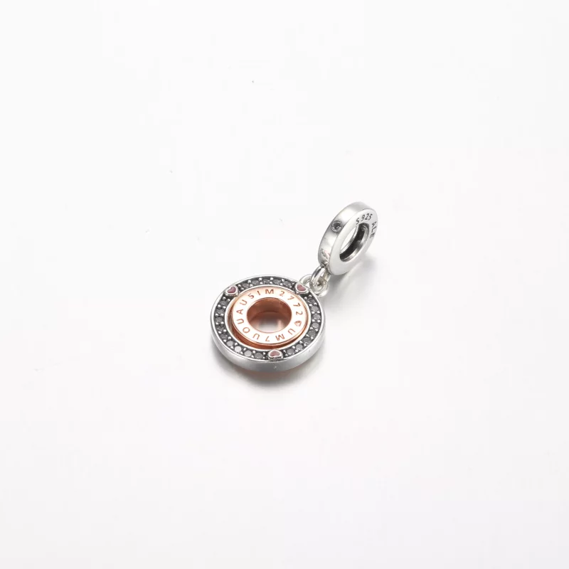 (imagen para) Pandora MSG colgante giratorio de plata de ley y chapado en oro rosa de 14k - 78 - Ver 2