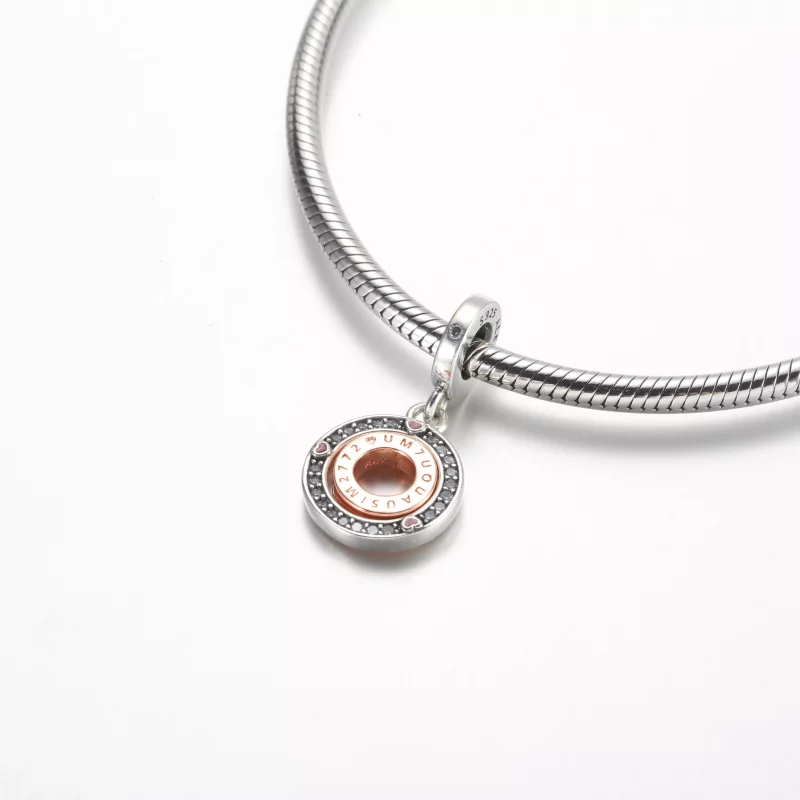(imagen para) Pandora MSG colgante giratorio de plata de ley y chapado en oro rosa de 14k - 78 - Ver 4