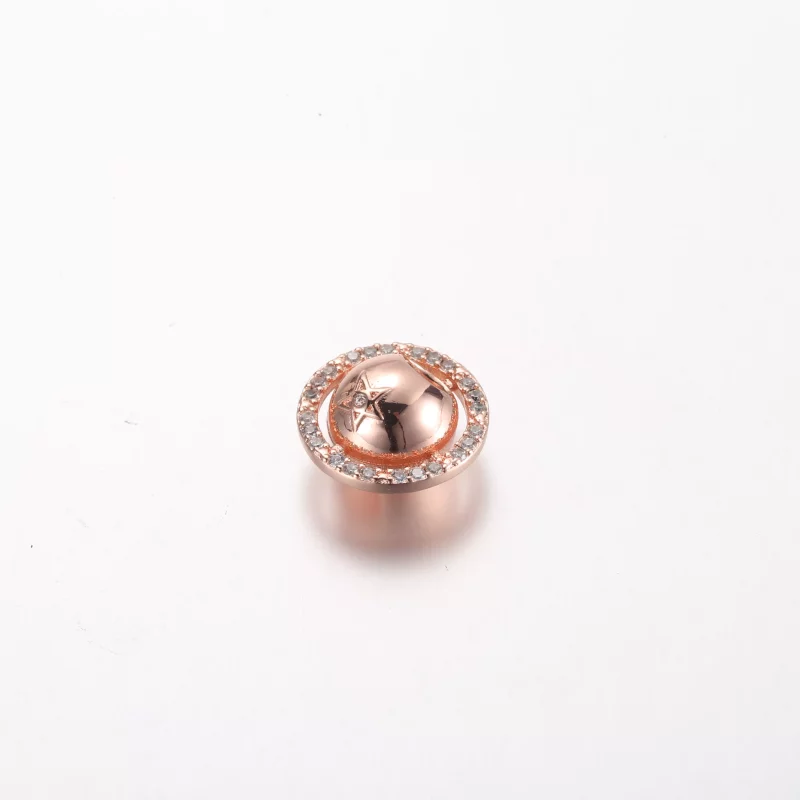 (imagen para) Pandora Planeta Saturno Charm chapado en oro rosa de 14k con circonita cúbica tr - Ver 2