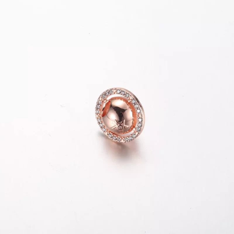(imagen para) Pandora Planeta Saturno Charm chapado en oro rosa de 14k con circonita cúbica tr - Ver 5