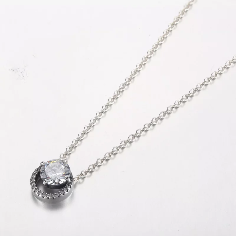 (imagen para) Pendiente colgante de collar Pandora Sparkling Round Halo - 361174C01-45 - Ver 2