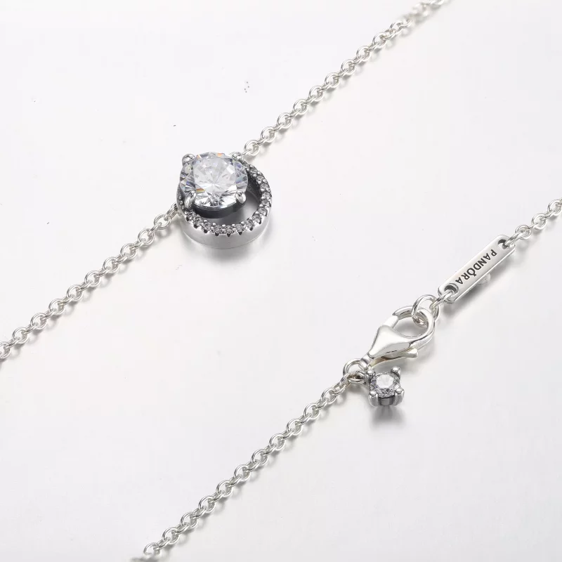 (imagen para) Pendiente colgante de collar Pandora Sparkling Round Halo - 361174C01-45 - Ver 5