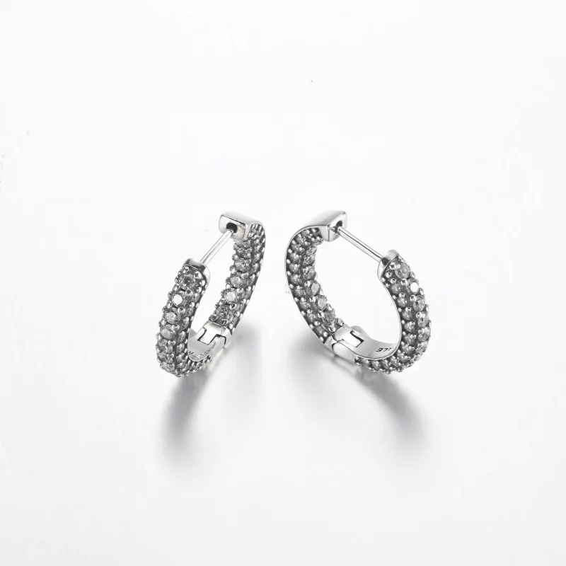 (imagen para) Pendientes de Aro de una Fila Timeless Pavé de Pandora - 292624C01 - Ver 4