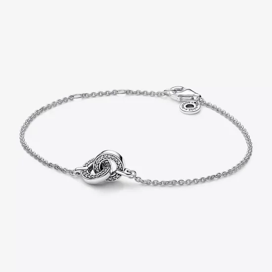 (imagen para) Pulsera de cadena entrelazada Pandora Signature Pavé - 592742C01