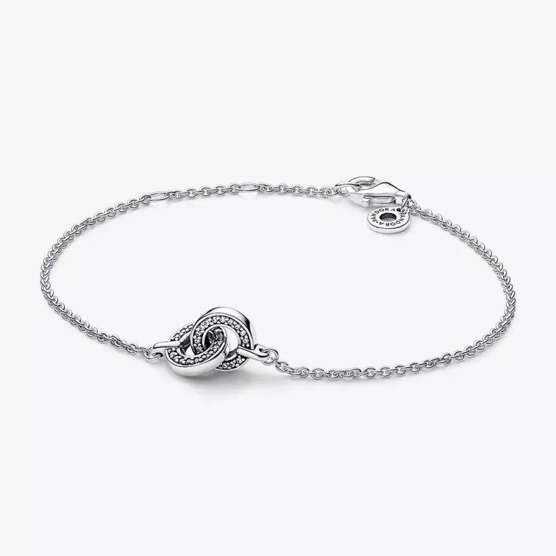 (imagen para) Pulsera de cadena entrelazada Pandora Signature Pavé - 592742C01