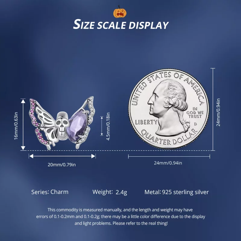 (imagen para) Amuleto de mariposa esqueleto estilo Pandora - BSC911 - Ver 6