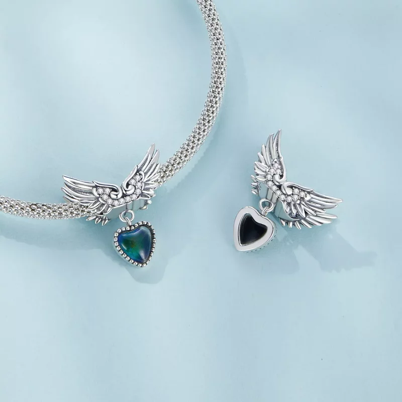 (imagen para) Amuleto de Piedra Emocional con alas al estilo Pandora - SCC2581 - Ver 7