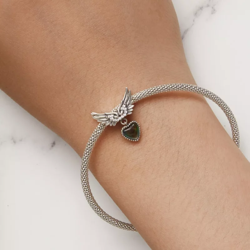 (imagen para) Amuleto de Piedra Emocional con alas al estilo Pandora - SCC2581 - Ver 10