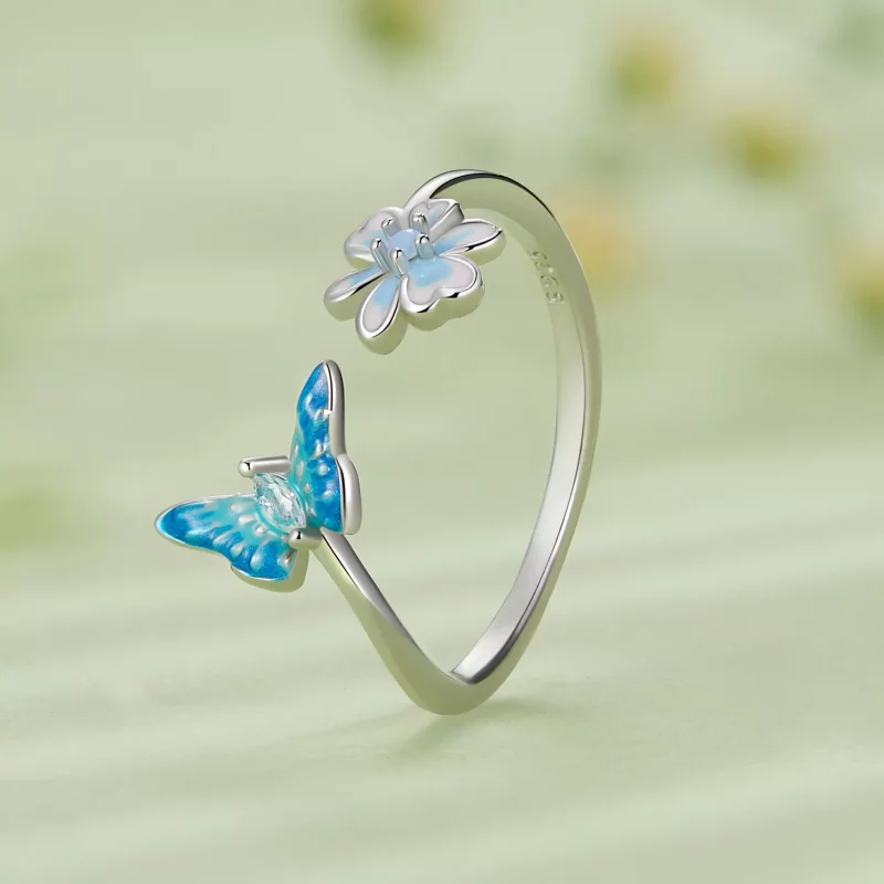 (imagen para) Anillo abierto con estilo de mariposa al estilo Pandora - SCR911 - Ver 2