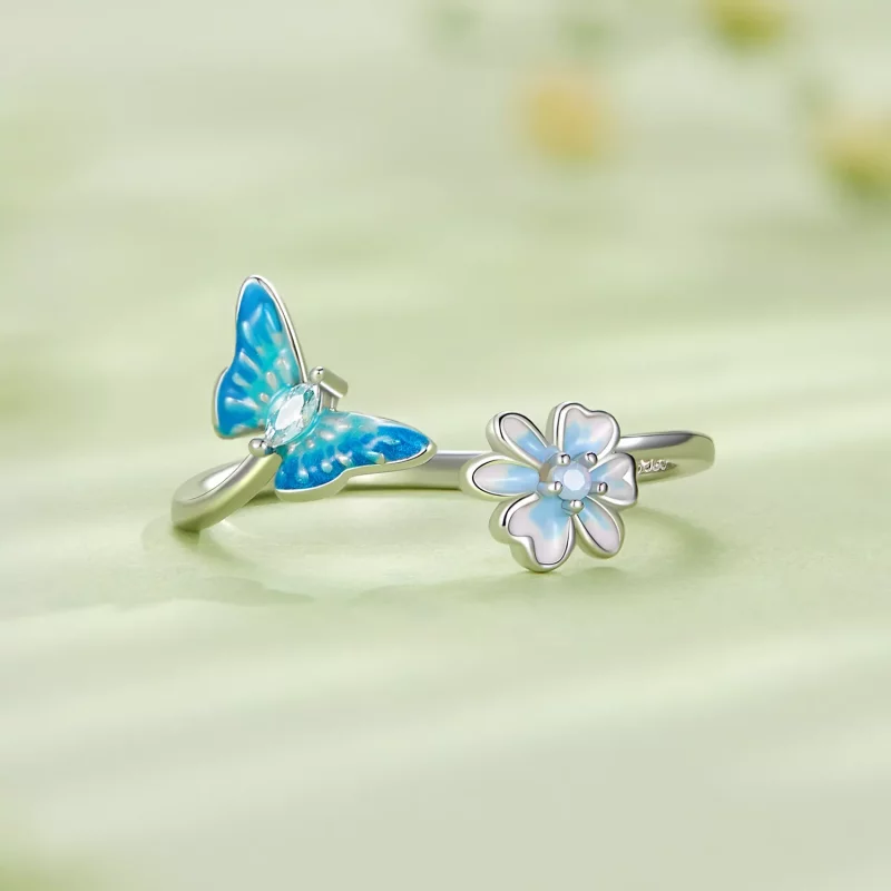 (imagen para) Anillo abierto con estilo de mariposa al estilo Pandora - SCR911 - Ver 3