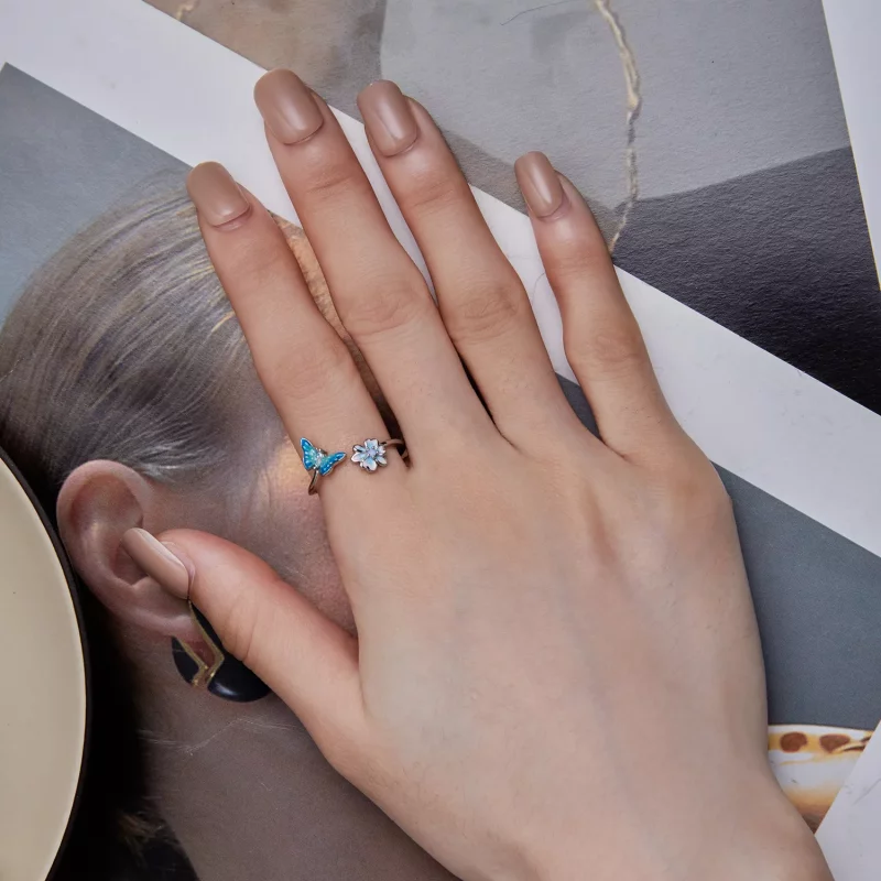 (imagen para) Anillo abierto con estilo de mariposa al estilo Pandora - SCR911 - Ver 5
