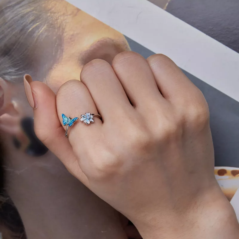 (imagen para) Anillo abierto con estilo de mariposa al estilo Pandora - SCR911 - Ver 6