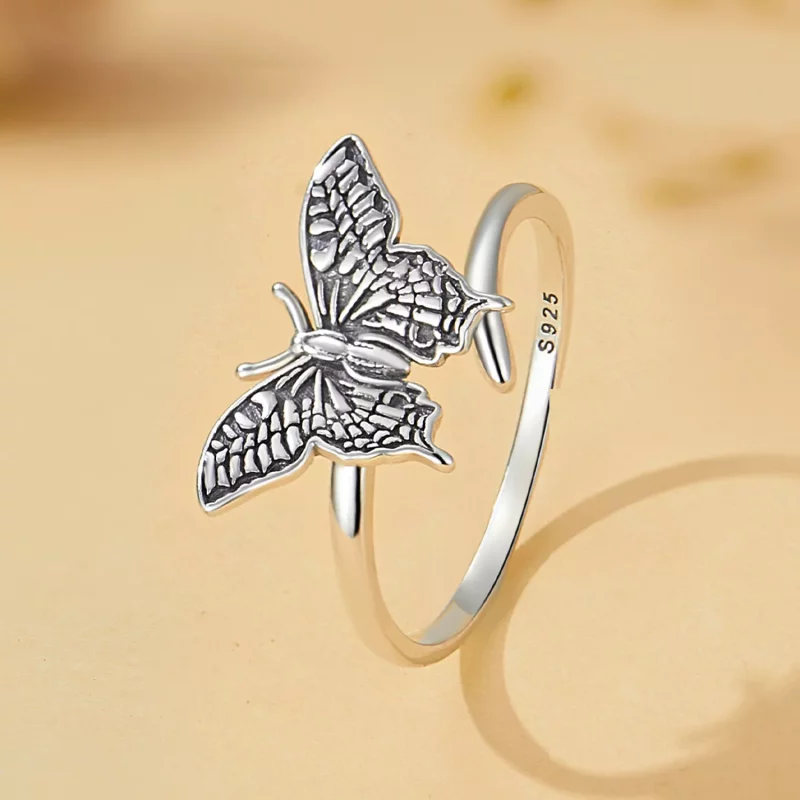 (imagen para) Anillo abierto con estilo Pandora de mariposa - SCR966-E - Ver 2