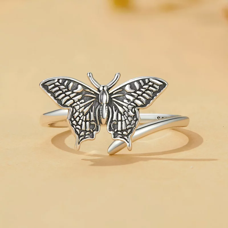 (imagen para) Anillo abierto con estilo Pandora de mariposa - SCR966-E - Ver 3