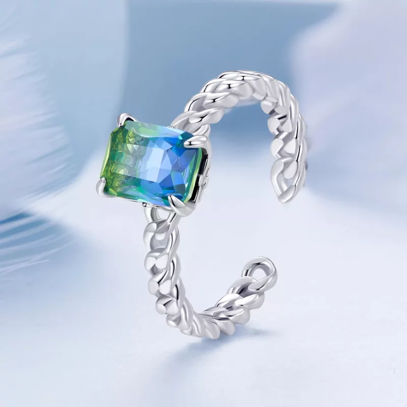 (imagen para) Anillo abierto de cadena de estilo Pandora - BSR476-E - Ver 2