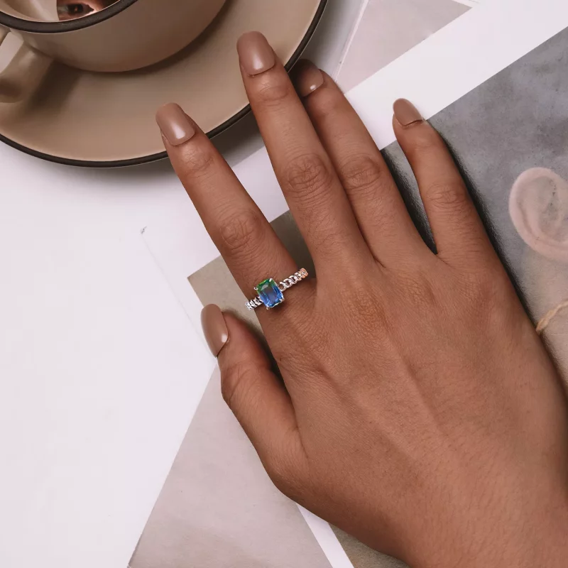 (imagen para) Anillo abierto de cadena de estilo Pandora - BSR476-E - Ver 4