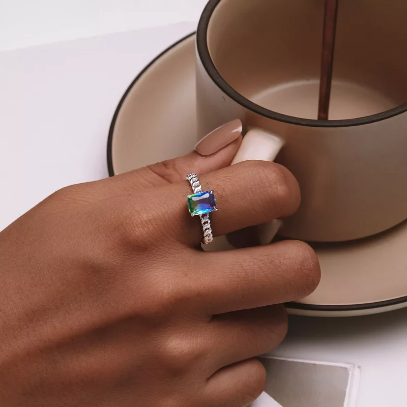 (imagen para) Anillo abierto de cadena de estilo Pandora - BSR476-E - Ver 5