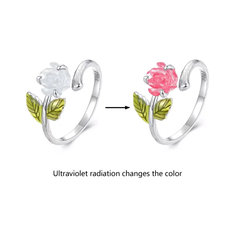 (imagen para) Anillo Abierto de Cristal Estilo Pandora con Rosa - BSR472-PKE - Ver 2