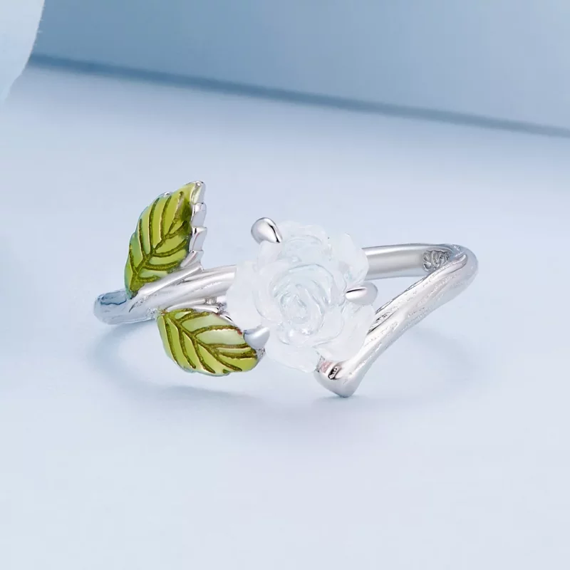 (imagen para) Anillo Abierto de Cristal Estilo Pandora con Rosa - BSR472-PKE - Ver 6