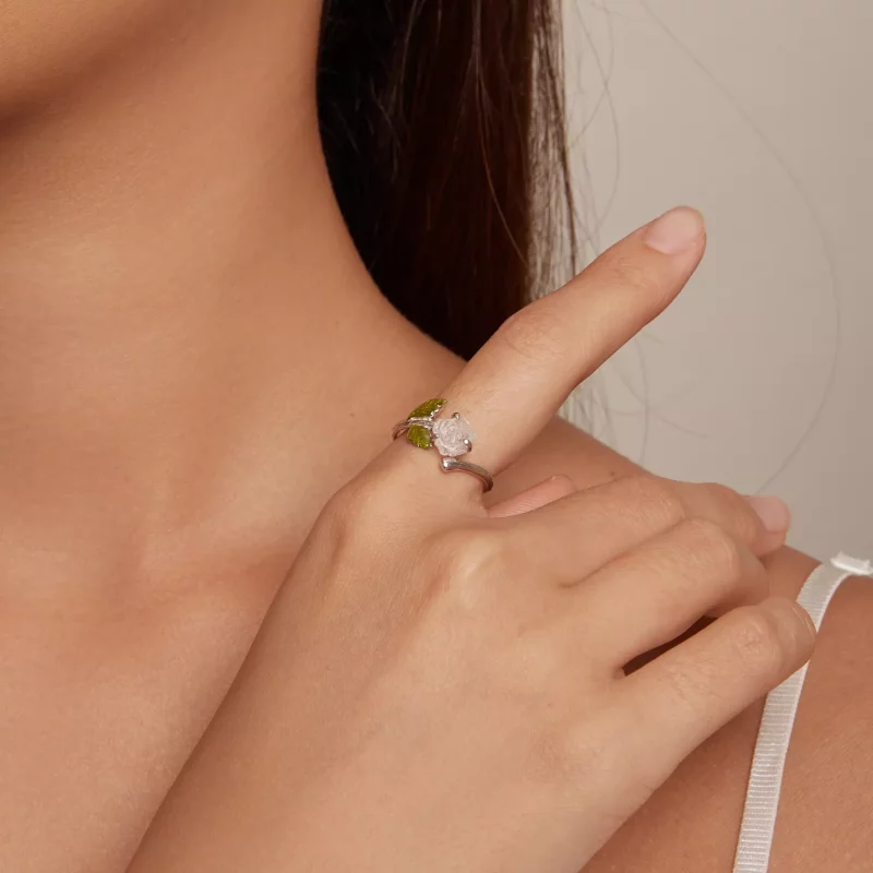 (imagen para) Anillo Abierto de Cristal Estilo Pandora con Rosa - BSR472-PKE - Ver 7
