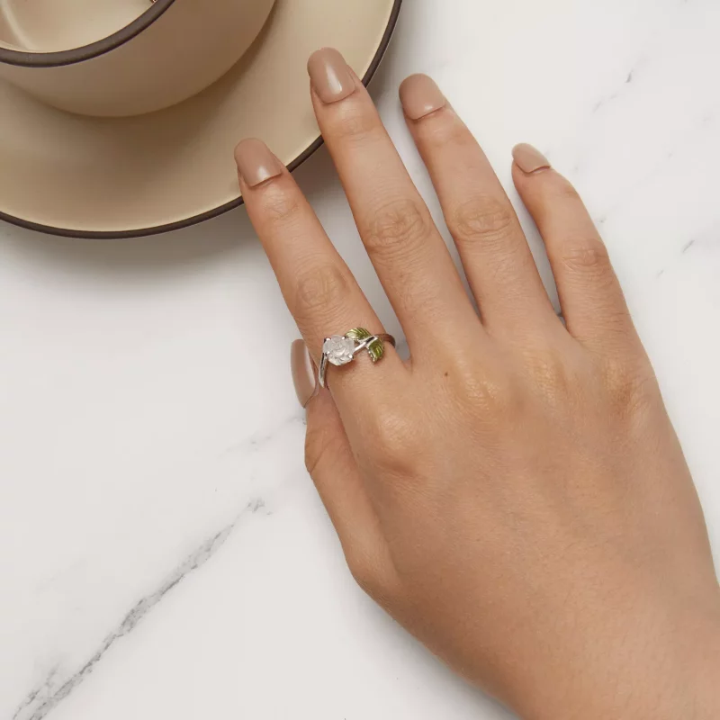 (imagen para) Anillo Abierto de Cristal Estilo Pandora con Rosa - BSR472-PKE - Ver 9