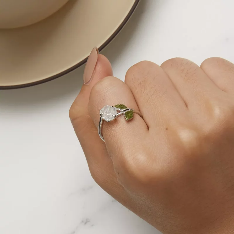 (imagen para) Anillo Abierto de Cristal Estilo Pandora con Rosa - BSR472-PKE - Ver 10