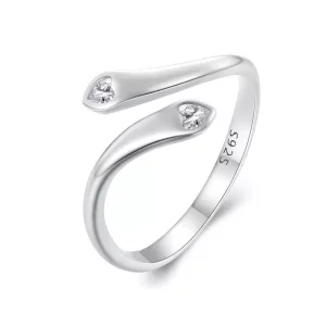 (imagen para) Anillo abierto de doble corazón estilo Pandora - SCR946-E