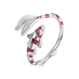 (imagen para) Anillo abierto de estilo Pandora con diseño de Koi - BSR474-E