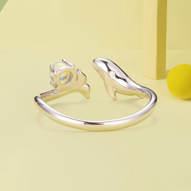 (imagen para) Anillo abierto de estilo Pandora con forma de ballena - BSR473-E - Ver 4