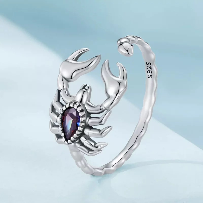 (imagen para) Anillo abierto de estilo Pandora retro con escorpión - SCR974-E - Ver 2