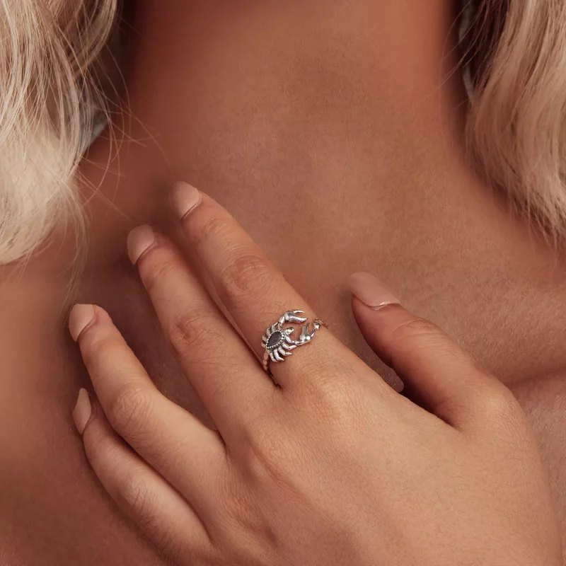 (imagen para) Anillo abierto de estilo Pandora retro con escorpión - SCR974-E - Ver 4