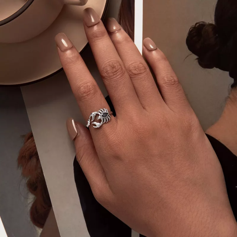 (imagen para) Anillo abierto de estilo Pandora retro con escorpión - SCR974-E - Ver 5