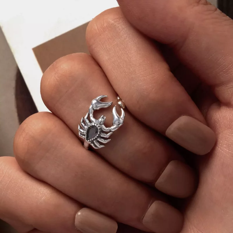 (imagen para) Anillo abierto de estilo Pandora retro con escorpión - SCR974-E - Ver 6