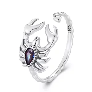 (imagen para) Anillo abierto de estilo Pandora retro con escorpión - SCR974-E