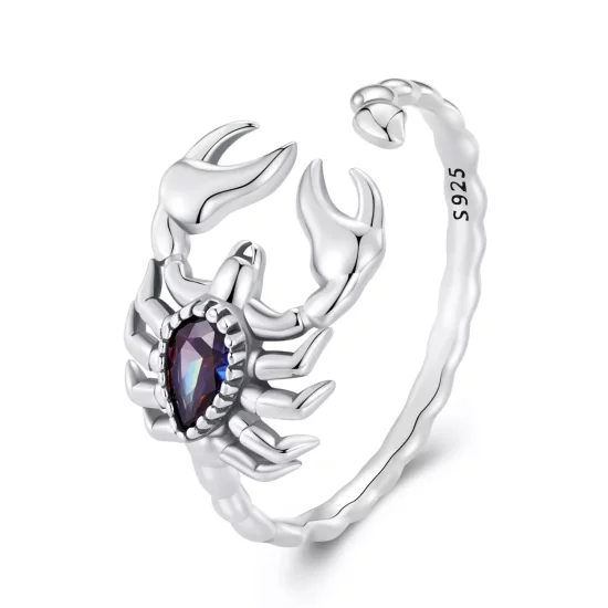 (imagen para) Anillo abierto de estilo Pandora retro con escorpión - SCR974-E