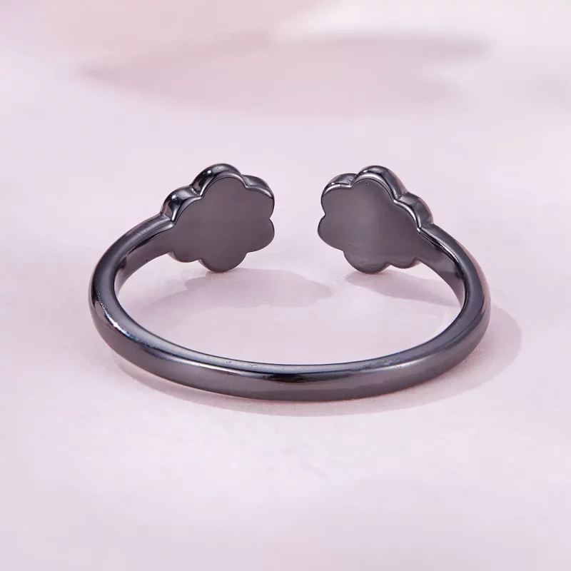 (imagen para) Anillo abierto de garra de gato negro estilo Pandora - SCR913 - Ver 3