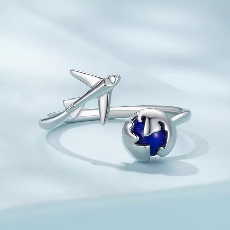 (imagen para) Anillo abierto estilo Pandora Alrededor del Mundo - SCR959-E - Ver 3
