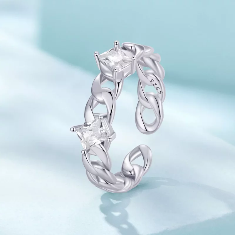 (imagen para) Anillo abierto estilo Pandora con cadena - SCR977-E - Ver 2