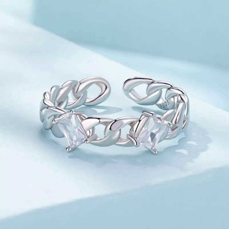 (imagen para) Anillo abierto estilo Pandora con cadena - SCR977-E - Ver 3