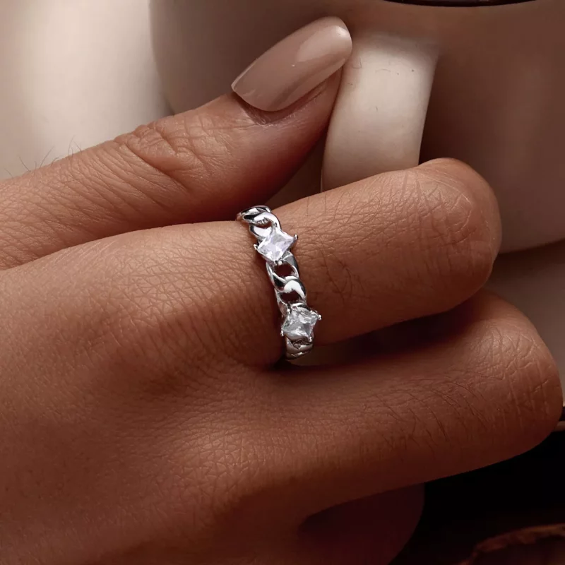 (imagen para) Anillo abierto estilo Pandora con cadena - SCR977-E - Ver 6