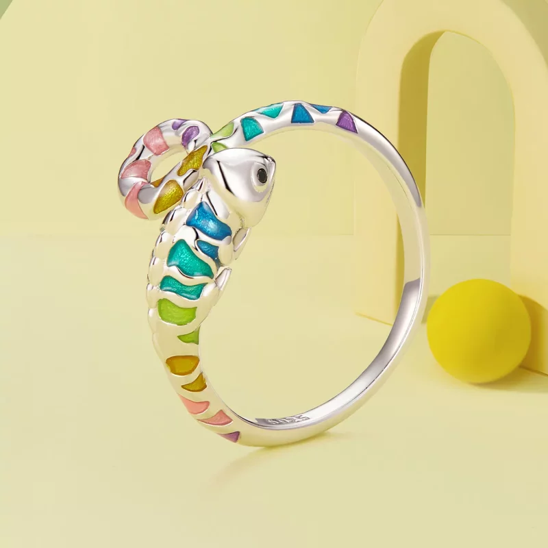 (imagen para) Anillo Abierto Estilo Pandora con Camaleón - BSR475-E - Ver 2