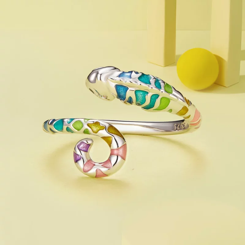 (imagen para) Anillo Abierto Estilo Pandora con Camaleón - BSR475-E - Ver 3