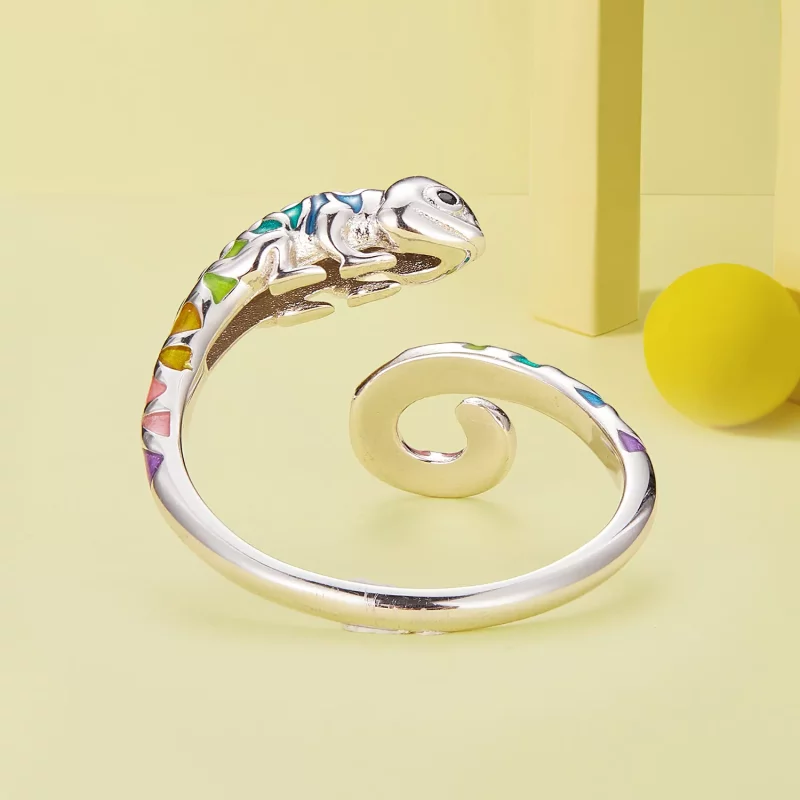 (imagen para) Anillo Abierto Estilo Pandora con Camaleón - BSR475-E - Ver 4