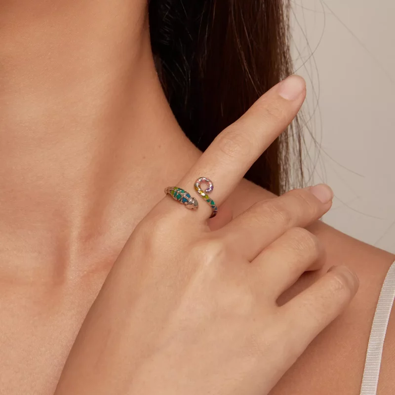 (imagen para) Anillo Abierto Estilo Pandora con Camaleón - BSR475-E - Ver 5