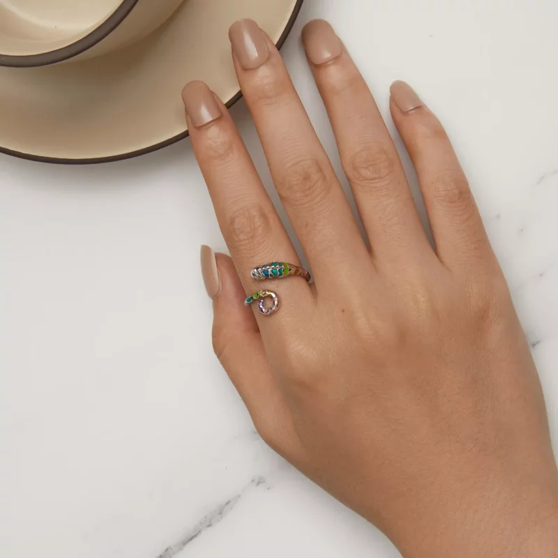 (imagen para) Anillo Abierto Estilo Pandora con Camaleón - BSR475-E - Ver 6