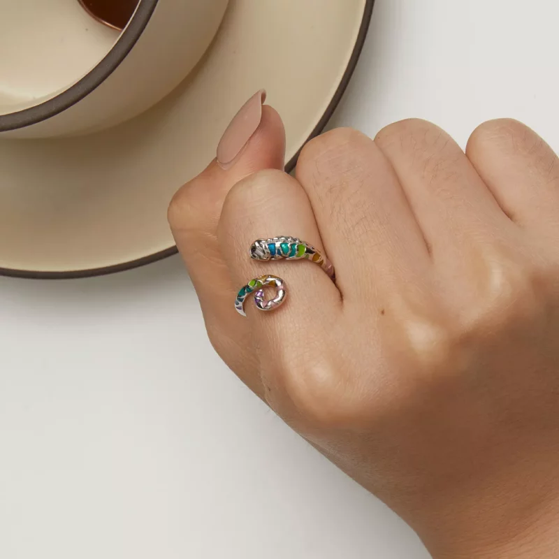 (imagen para) Anillo Abierto Estilo Pandora con Camaleón - BSR475-E - Ver 7